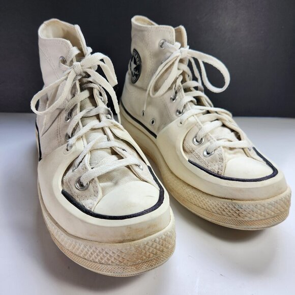 Converse All Star Chuck Taylor Mens 10 1/2 Hi Constructs White Sneakers - Picture 1 of 16